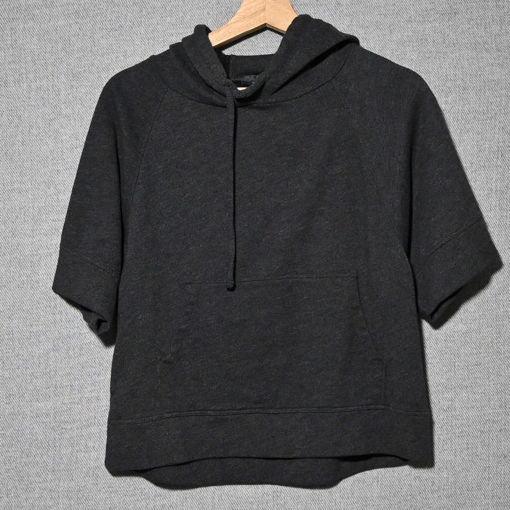 Prana Short Sleeve Hoodie Womens Organic Cotton USA M Charcoal Gray